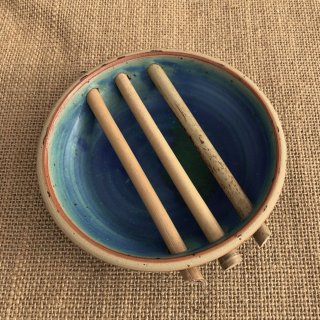 Keramik-Seifenschale - rund - petrol