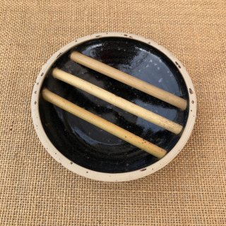 Keramik-Seifenschale - rund - schwarz