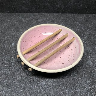 Keramik-Seifenschale - rund - rosa